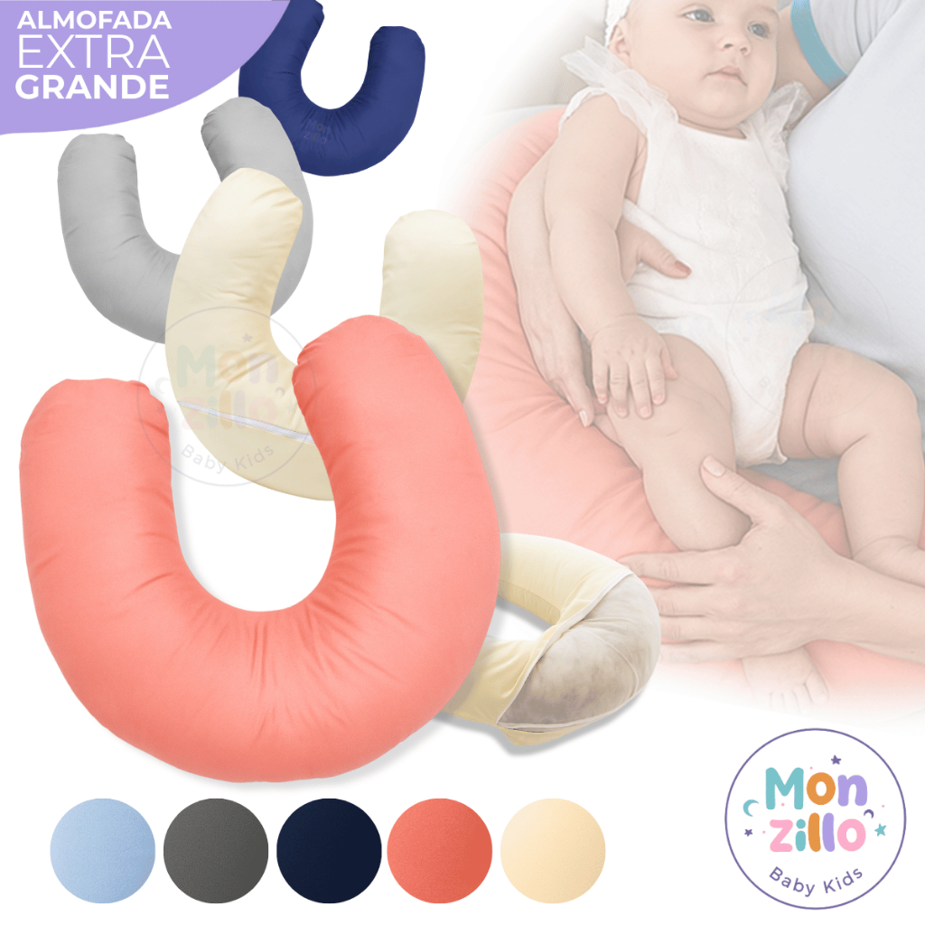Almofada Amamentação Enxoval Bebê Premium Com Zíper Lavável em Oferta na Shopee