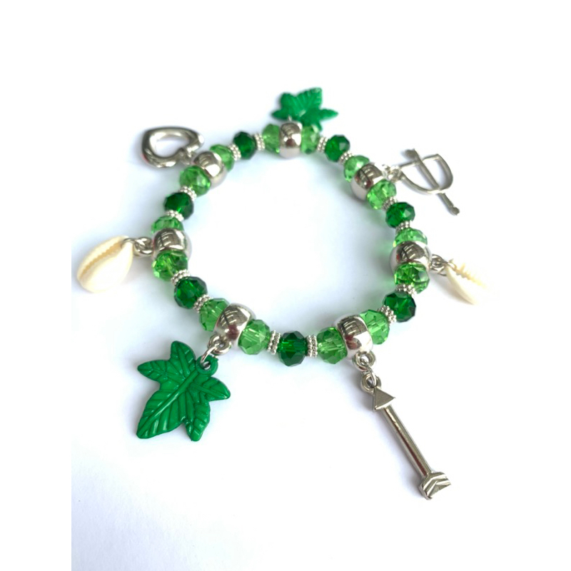 Pulseira Oxóssi Orixá Berloqueira Cristal Vidro Umbanda Candomblé Proteção Axé Espiritual Afro