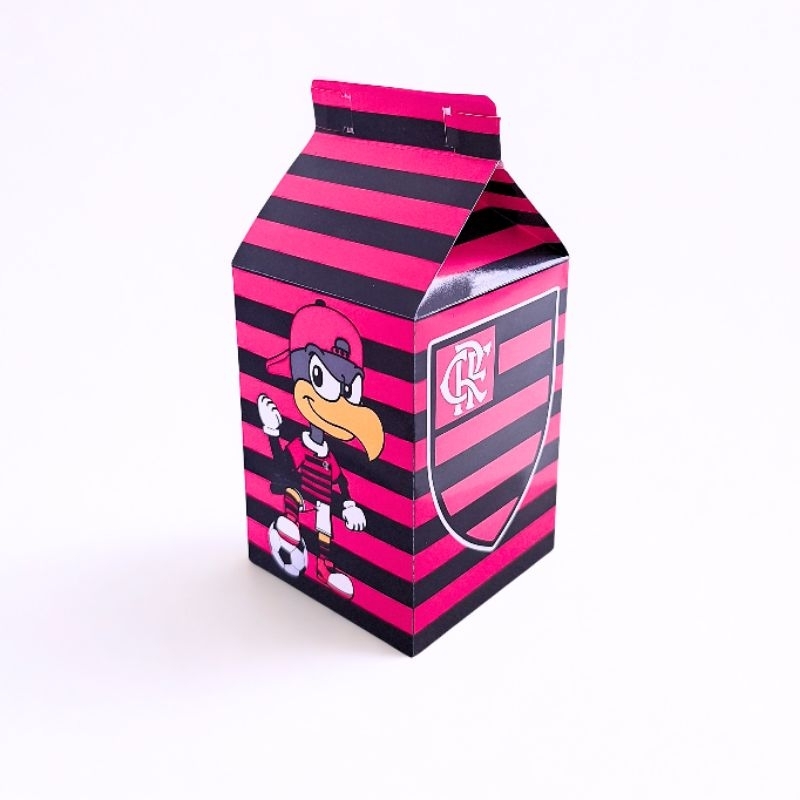 Caixinha milk FLAMENGO ROSA lembrancinha personalizada para festa de aniversário