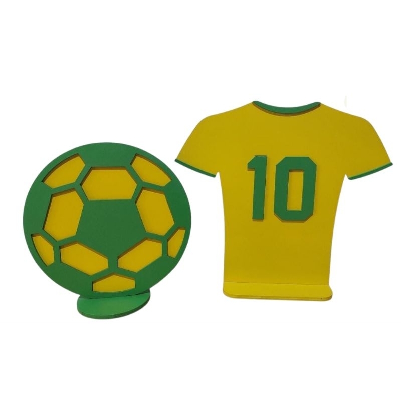 DISPLAY FUTEBOL, BOLA E CAMISA DO BRASIL em MDF
