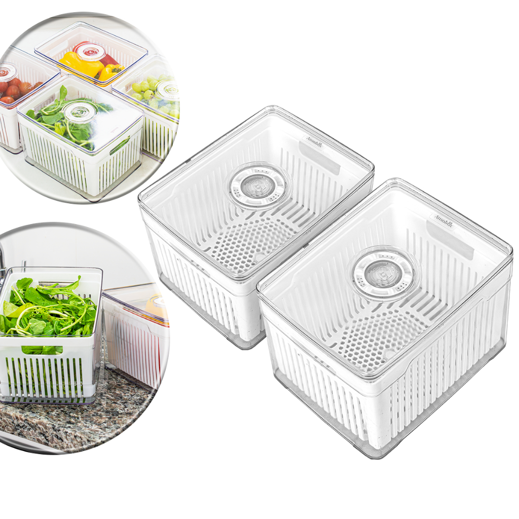 2 Organizadores de Geladeira e Armário 3,8L Cesto Acrílico Plástico Cozinha, Frutas, Verduras