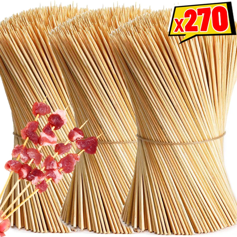 Kit 90, 180 ou 270 Palitos de Bambu Para Espetinho Churrasco Algodão Doce Aperitivos e Outros
