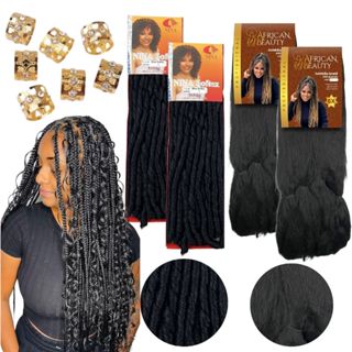 Kit Cabelo 2 Nina Softex 100g e 2 Jumbo 400g African Beauty Fibra Sintética Premium Para Tranças Afro Box Braids e Twist em Oferta na Shopee