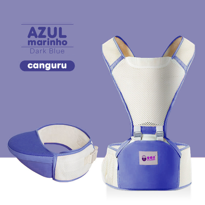 Suporte de Colo Canguru para Bebês Ergonômico Pais e Mães Carregar Criança Até 20kgs - 2 Modelos Azul Escuro