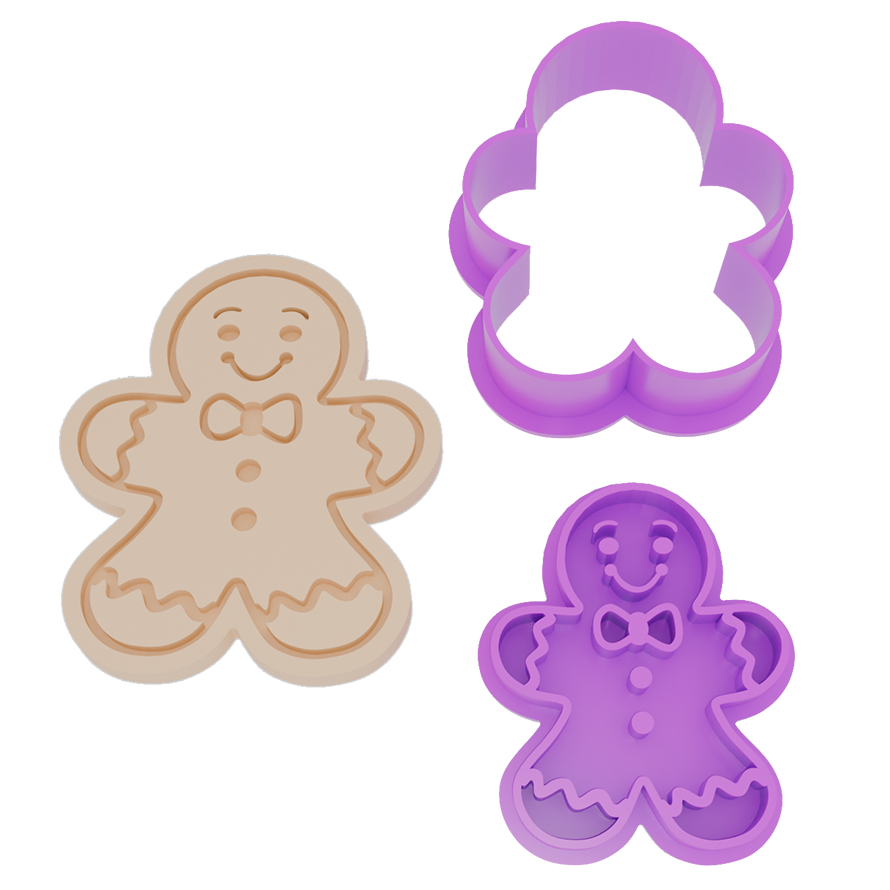 Cortador e Carimbo Boneco Ginger 6cm Natal – Ideal para Biscoitos, Doces, Pasta Americana e Confeitaria 3D