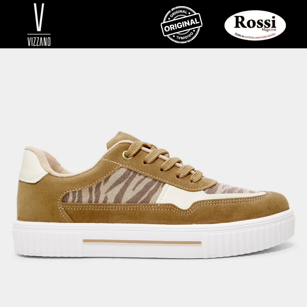 Tênis Vizzano Feminino Original Flat Camurça Casual Retrô Estiloso Confortável 1307.216
