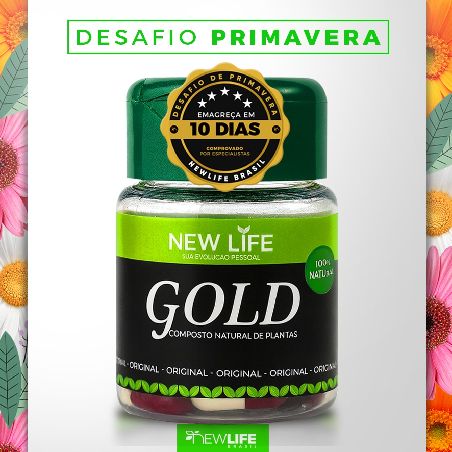 New Life Gold Vitamina em Cápsulas Gengibre Bem Estar Suplemento Vegano