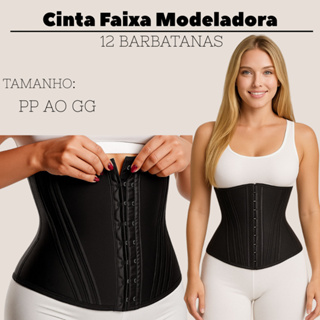 Cinta Modeladora Faixa Emagrecedora Feminina com 12 Barbatanas em Oferta na Shopee