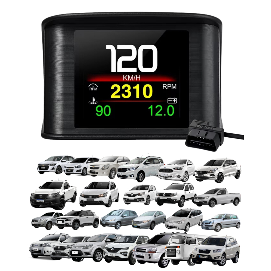 Painel OBD2 Computador de Bordo Automotivo Universal Marcador de Temperatura