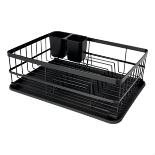 Escorredor De Louças Pratos Preto Fosco 9 Pratos Com Bandeja em Oferta na Shopee
