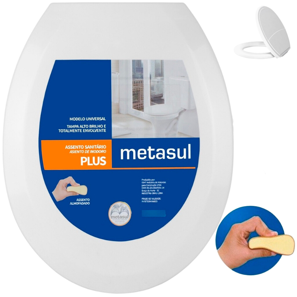 Assento Sanitário Almofadado Cor Branco Tampa Vaso Oval   Universal Metasul Plus em Oferta na Shopee