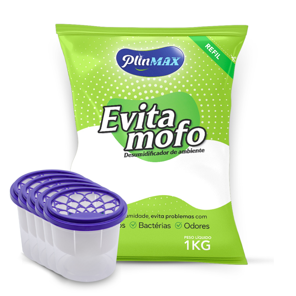 Cloreto De Cálcio EvitaMofo - 1kg+5 Potes Anti Mofo em Oferta na Shopee