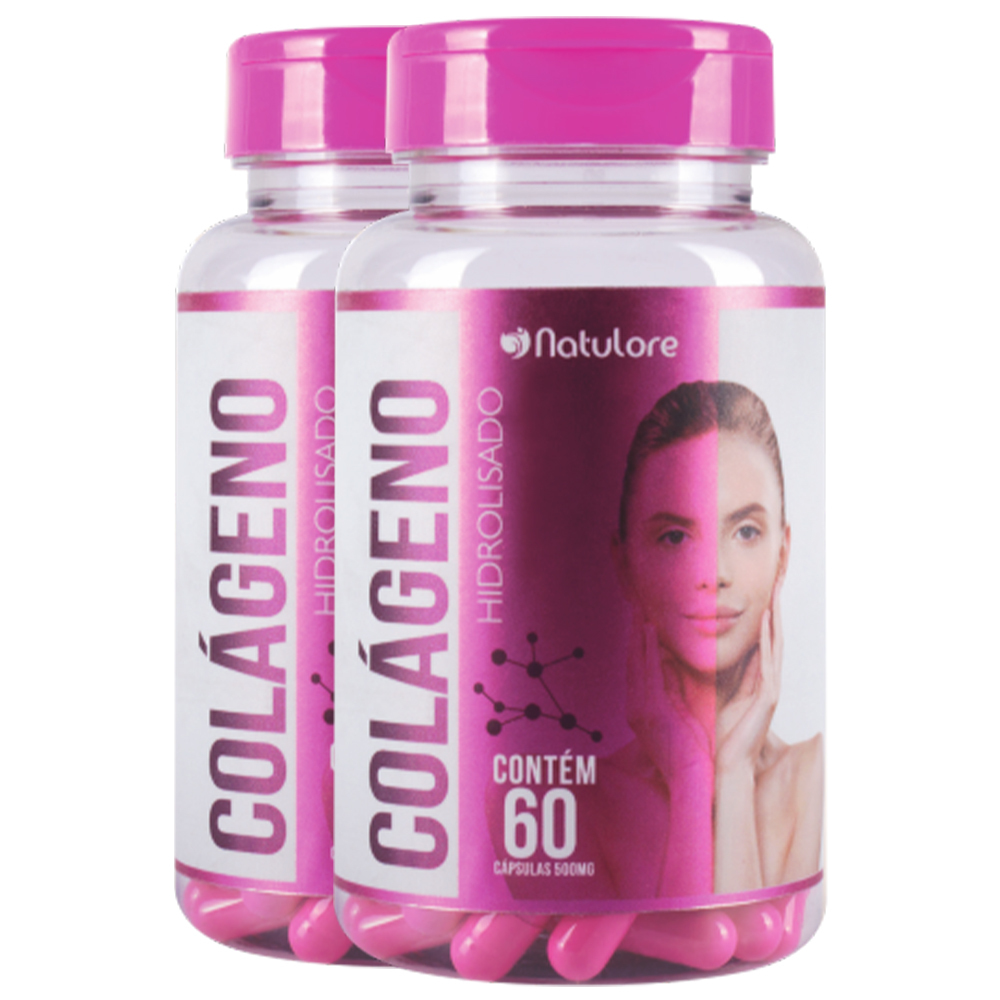 Kit 2 un - Colágeno Hidrolisado + Vitamina C Verisol  1200mg - 60 capsulas - naturole