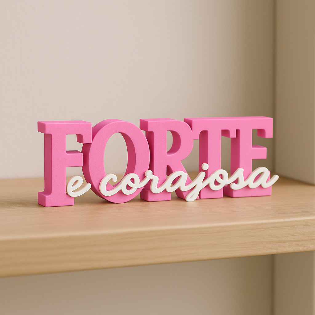 Placa Frase Decorativa FORTE E CORAJOSA Moderno Criativo Estante Decoração Sala Mesa Detalhe Quartos