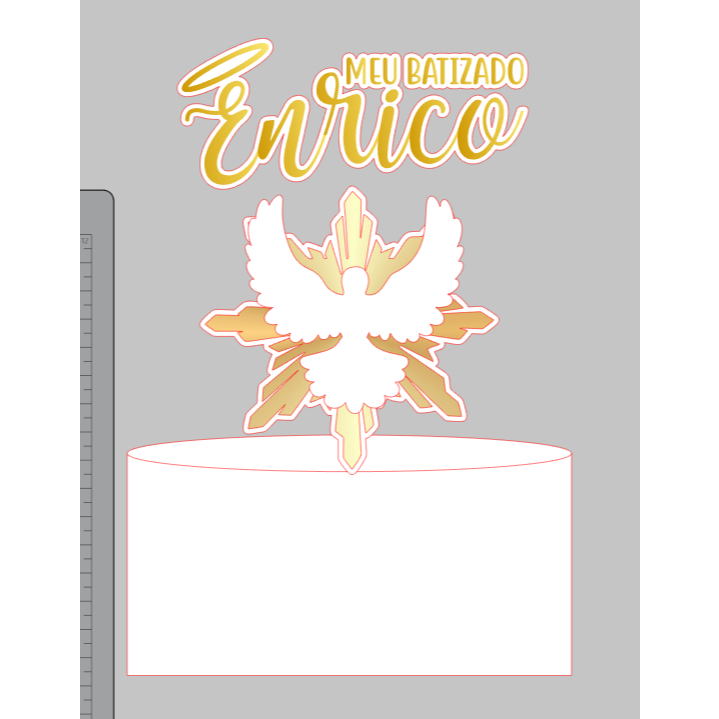Topo de Bolo Batizado Personalizado | Espírito Santo | Topper Papel Decorativo Menino Menina Festa