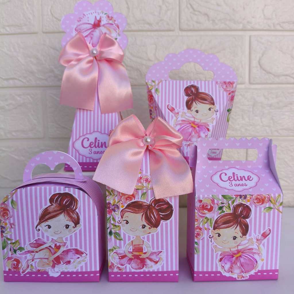 Kit Personalizado Tema Bailarina Aquarela - PEGUE E MONTE - Lembrancinhas para Aniversário / Caixinhas