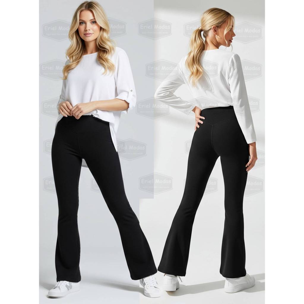 Calça Bailarina Flare Boca de Sino Flanelada Térmica Forrada com elástico na Cintura em Oferta na Shopee