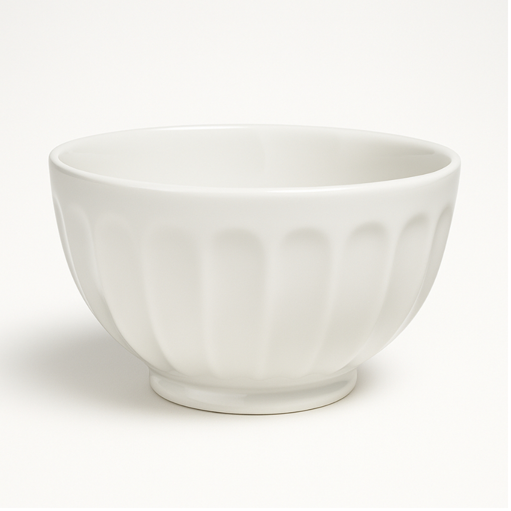 6 Cumbuca Tigela Canelada Porcelana Branca 310ml Petiscos Sorvete Sopas & Caldos
