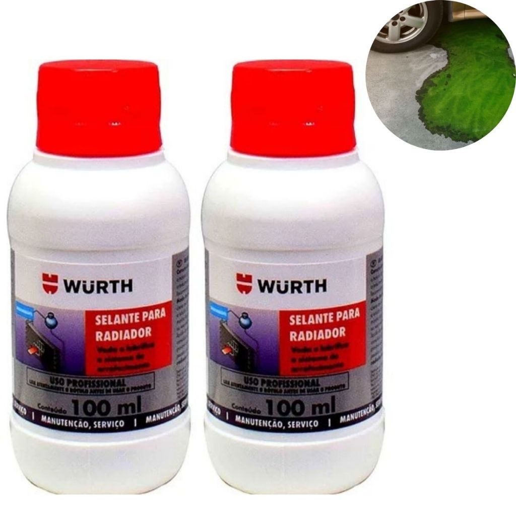 Kit 2 Selante Radiador Tapa Furo Biodegradável Wurth 100ml