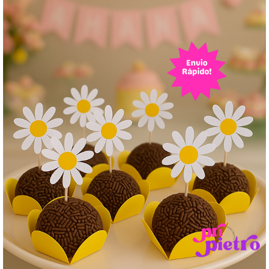Kit 30 toppers para docinhos Cupcakes Margarida - Decoração de docinhos - Festa Margarida