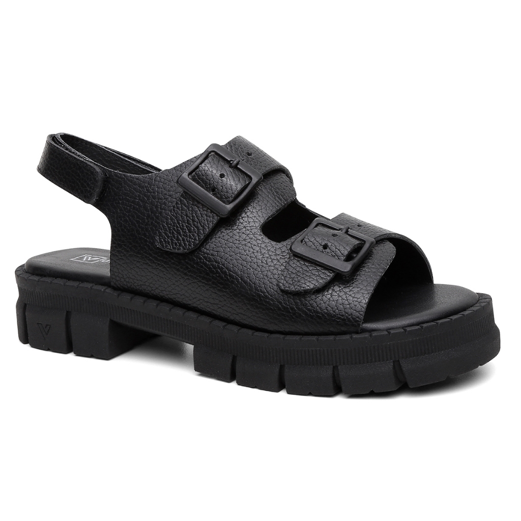 Sandália Feminina Vittal Couro Legitimo Phoebe Alça Ajustável e Solado Tratorado Confortável Preta em Oferta na Shopee