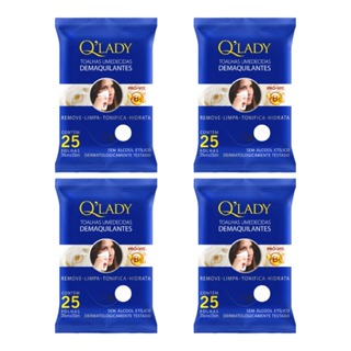Kit 4 Toalha Demaquilante Q'Lady 25 Folhas (4undX25fls) - 100Fls Total em Oferta na Shopee