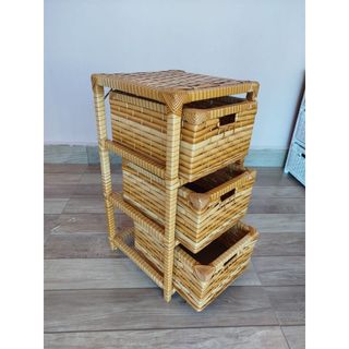Gaveteiro 3 Gavetas Fibra Sintética Decoração Organizador 60x30x30cm