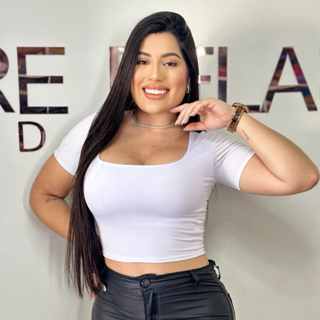 CROPPED SUPLEX COM TOQUE DE POLIAMIDA DECOTE QUADRADO COM MANGA CURTA CONFORTÁVEL MODA VERÃO em Oferta na Shopee