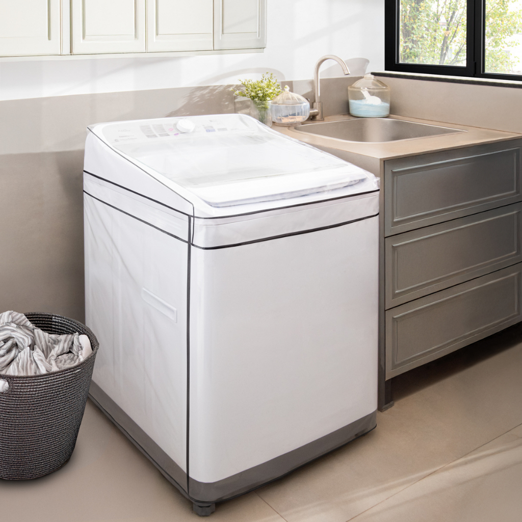 Capa de Máquina para Lavar Roupas Todos Tamanhos Pvc Transparente Impermeável 8 a 16 Kg Com Elástico