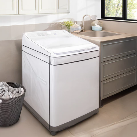 Capa de Máquina para Lavar Roupas Todos Tamanhos Pvc Transparente Impermeável 8 a 16 Kg Com Elástico