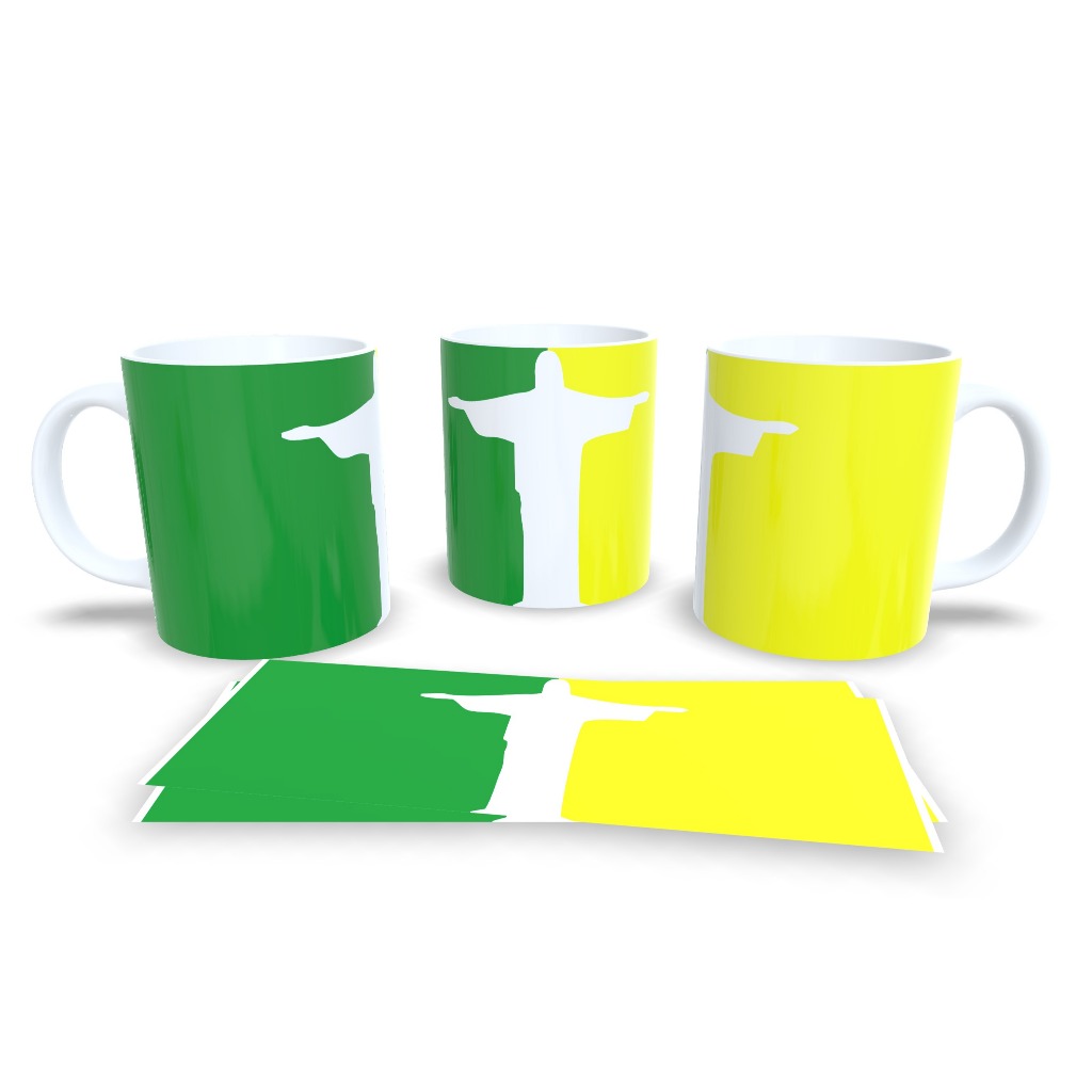 Caneca Cristo Redentor Verde E Amarelo Cristo Do Brasil
