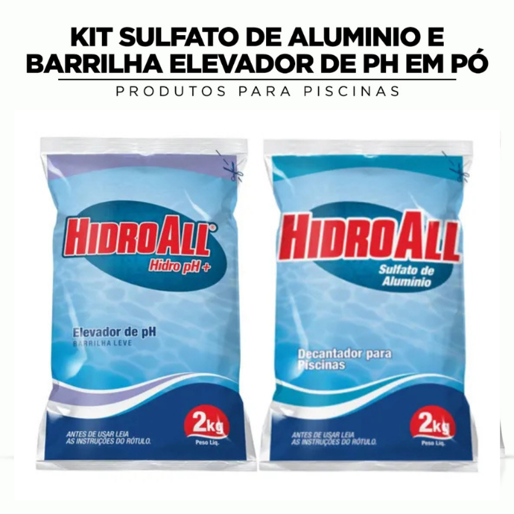 Kit Barrilha Leve + Sulfato de Alumínio Hidroall 2kg (Elevador de pH e Decantador Para Piscina) em Oferta na Shopee