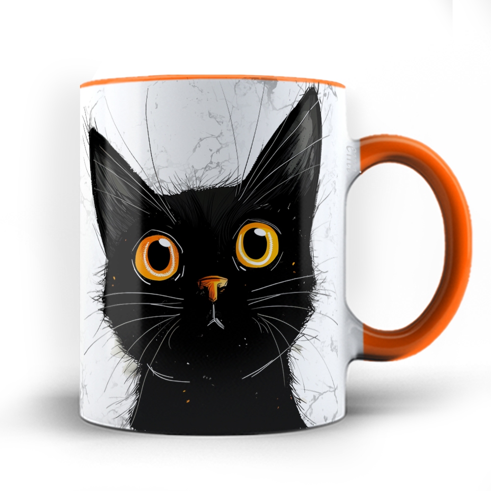 Caneca xicara Gato Gatinho Preto Cat black 25 em Oferta na Shopee