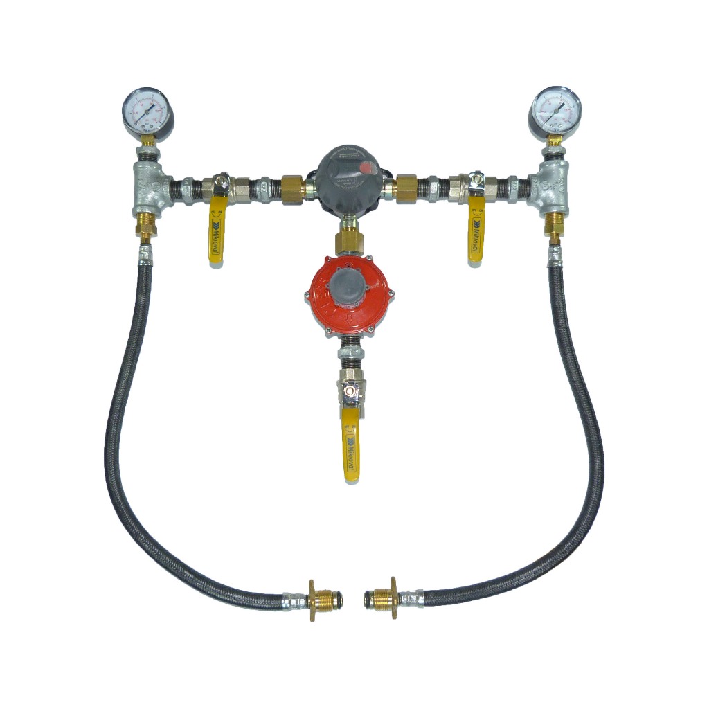 Kit P/2 Botijão P45 kg Regulador Inversor Automático Central Gás GLP Baixa Pressão