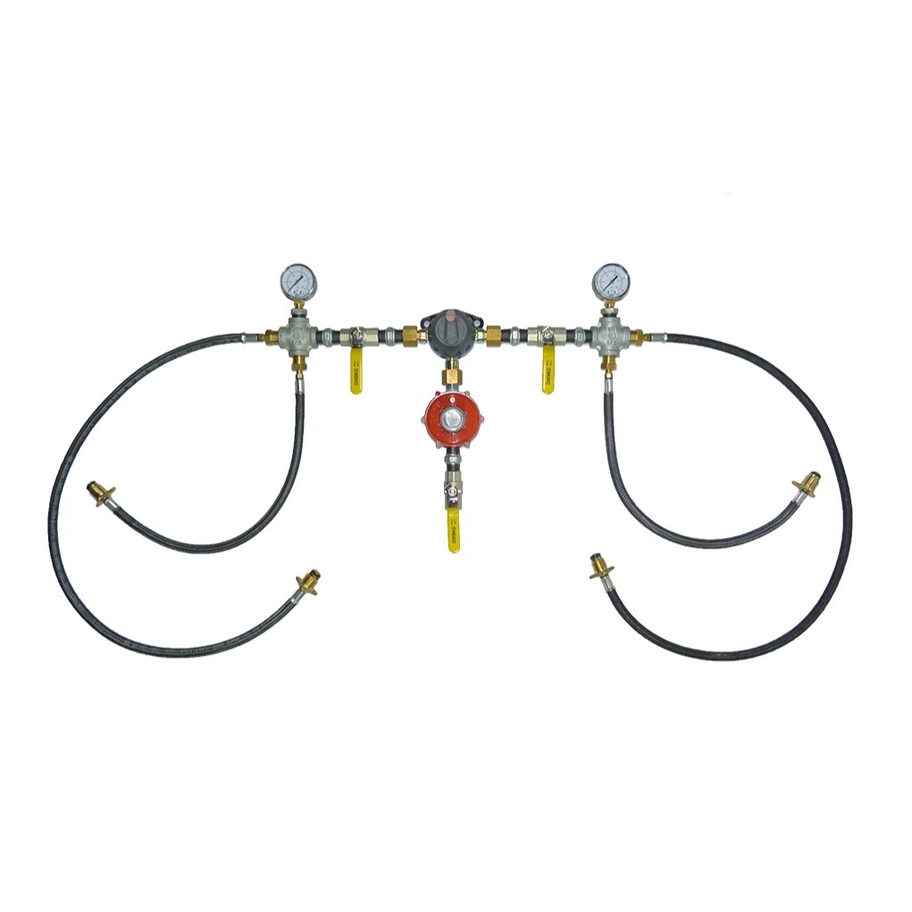 Kit P/4 Botijão P45 Kg Regulador Inversor Automático Central Gás GLP Baixa Pressão