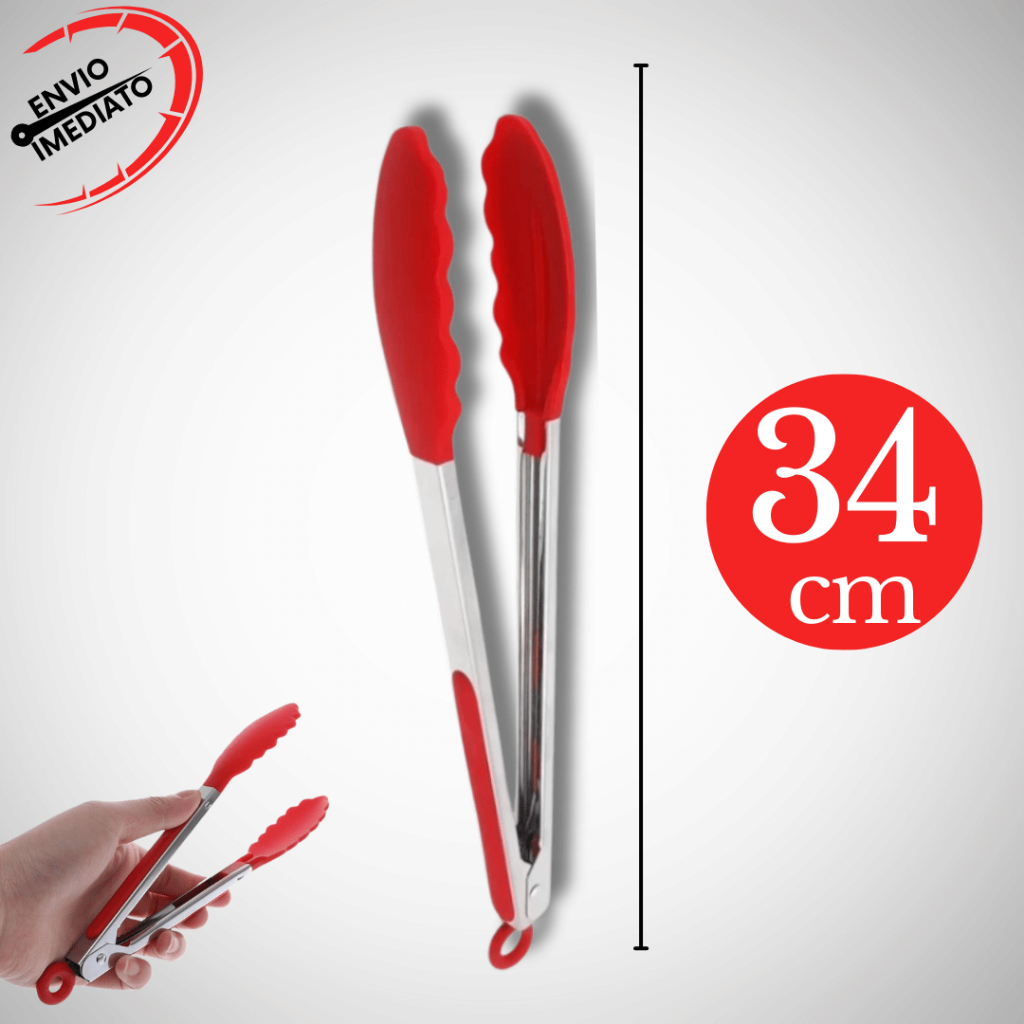 Kit 2 Pegador de Silicone Inox 34 CM Para Carne Churrasco Salada Cozinha Universal