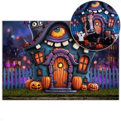 Fundo Fotográfico Halloween Cenário Casa Monstro Painel Em Tecido Sublimado para Foto - FFH-113