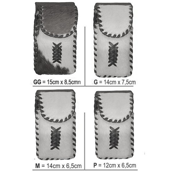 Capa para Celular e Smartphone em Couro Natural Com Pêlos Uso na Cintura