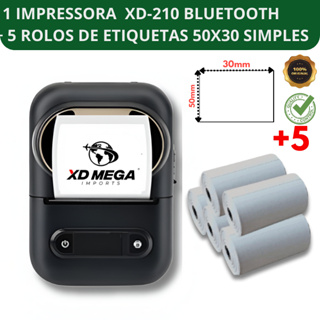 1 Impressora XD-210 + 5 rolos de etiqueta adesiva 50x30 simples em Oferta na Shopee
