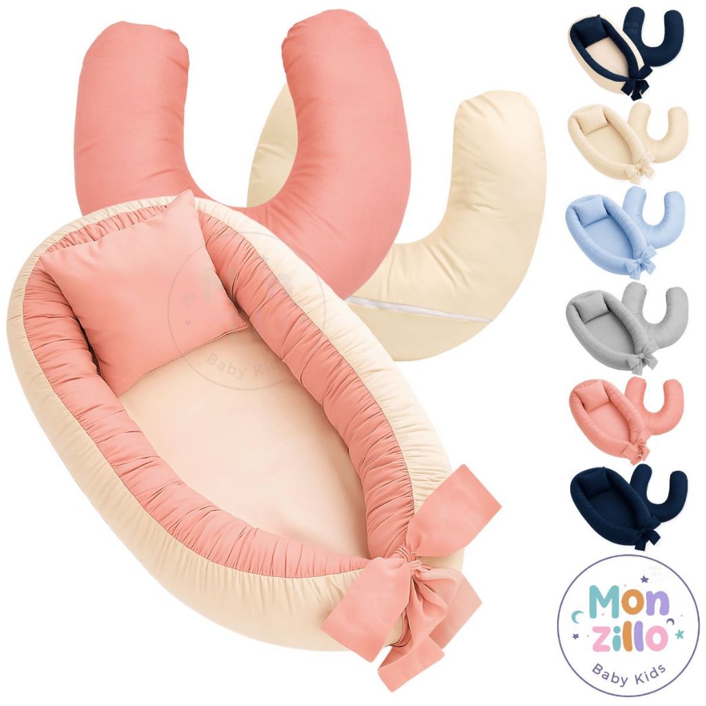 Kit Ninho Redutor de Berço e Almofada Amamentação Percal 400 Fios Cores Lisas