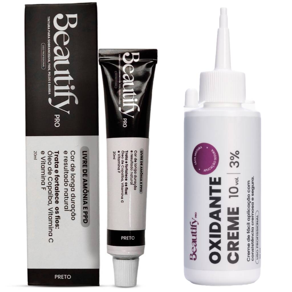 Kit Oxidante Tintura Preta Para Cílios Beautify Pro
