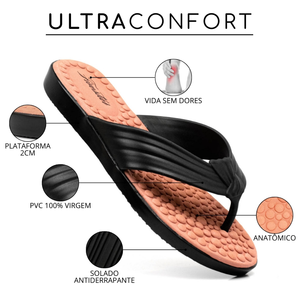 Chinelo Ortopédico Ultra Conforto Leve Feminino