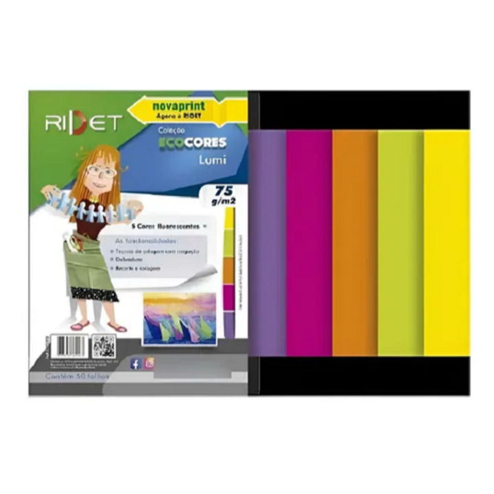 Bloco Ecocores Lumi 210 X 297mm 75g/m2 50 Folhas - Novaprint/Ridet em Oferta na Shopee