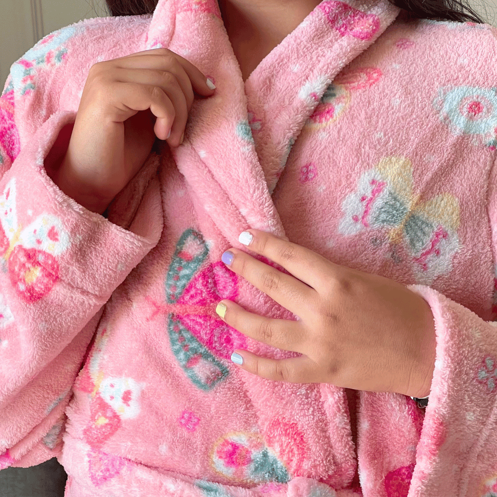Roupão Infantil 04 A 12 Anos Microfibra Menino Menina Manga Longa Com Bolso Frio Inverno C...
