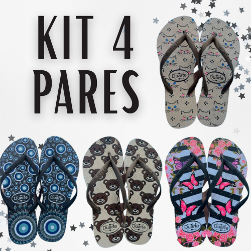 Kit 4 Pares de Chinelo Feminino Adulto Envio Imediato