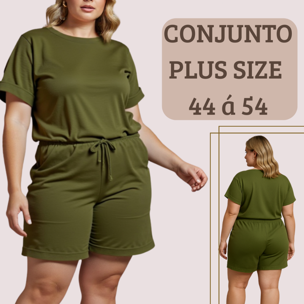Conjunto Plus Size Feminino Até G2 Blusa e Short  Edição Especial