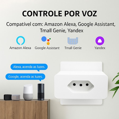 SMART PLUG-Adaptador de soquete Wi-Fi Tuya, Smart Life App Control, Alexa e Google Home, 16A