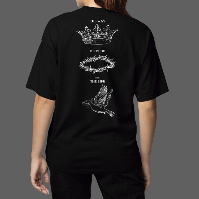 Camiseta T-shirt Oversized o Caminho a Verdade e a Vida Unissex De Algodão The Way, The Truth and The Life Blusa Jesus