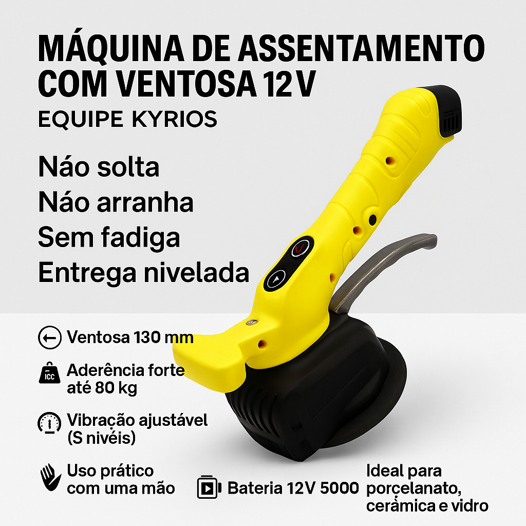 Maquina de assentar piso ceramica porcelanato ventosa e 5 niveis de vibração com 2 bateria e maleta