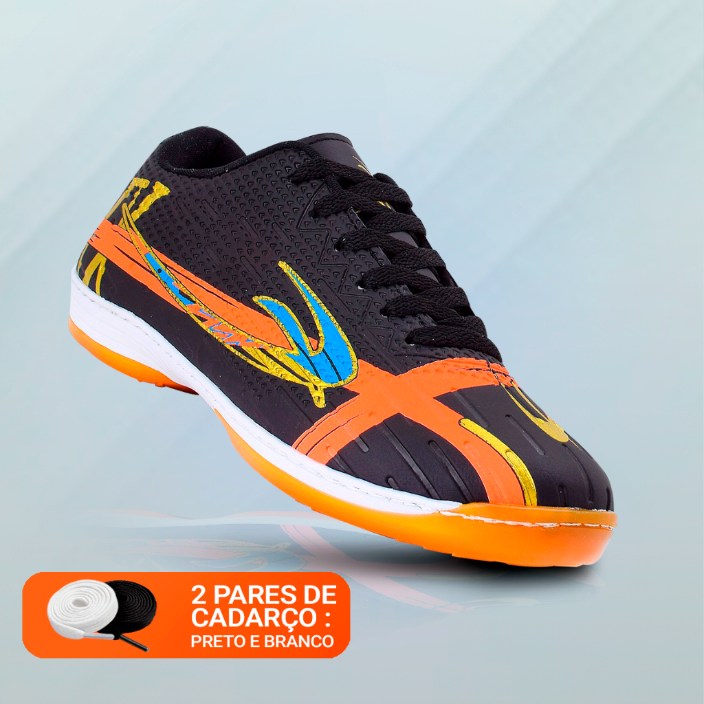 Chuteira de Futsal Preta Futebol Quadra Salão e Campo com Solado Costurado e Envio Rápido